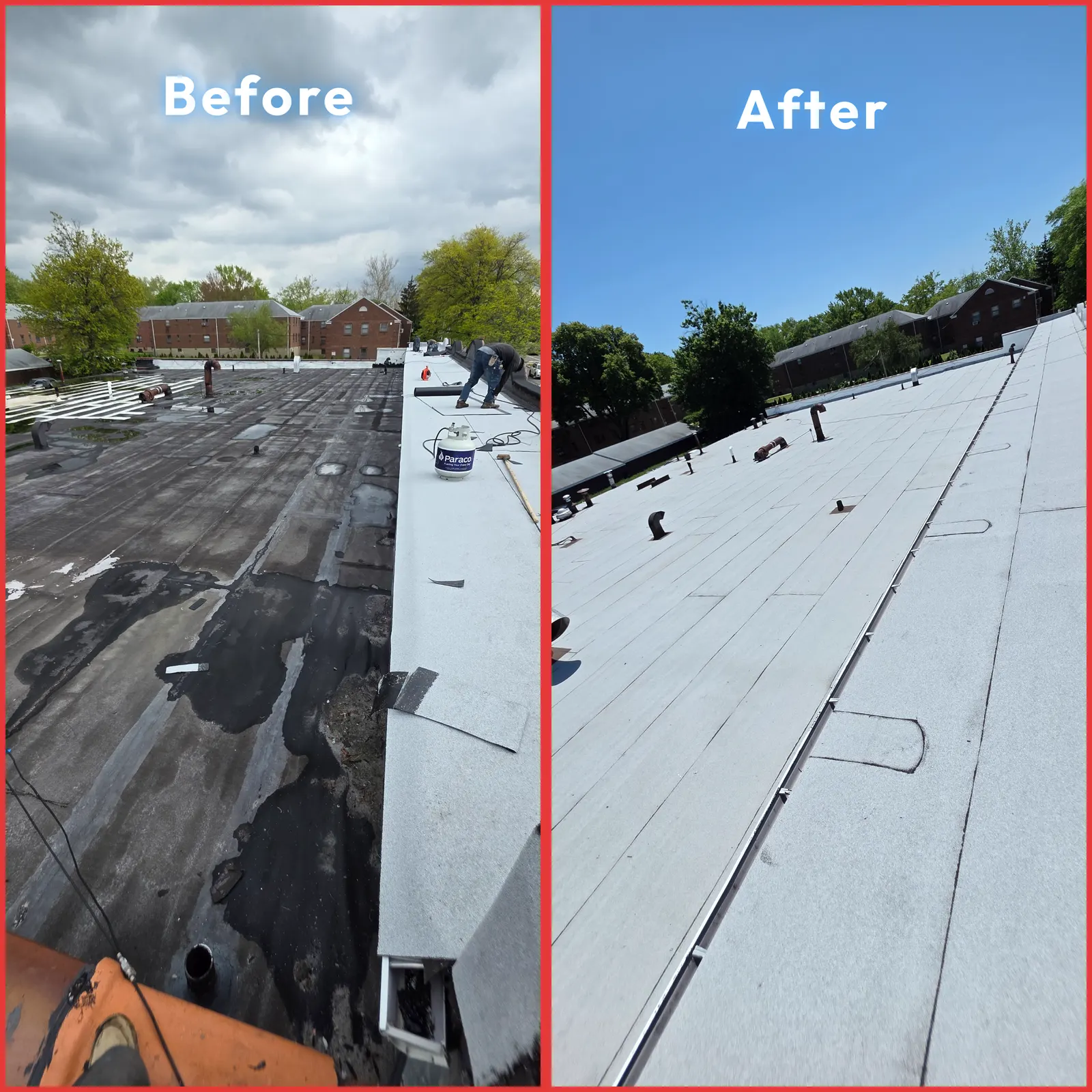 Real Roof On roofing project, before and after  Brooklyn, NY