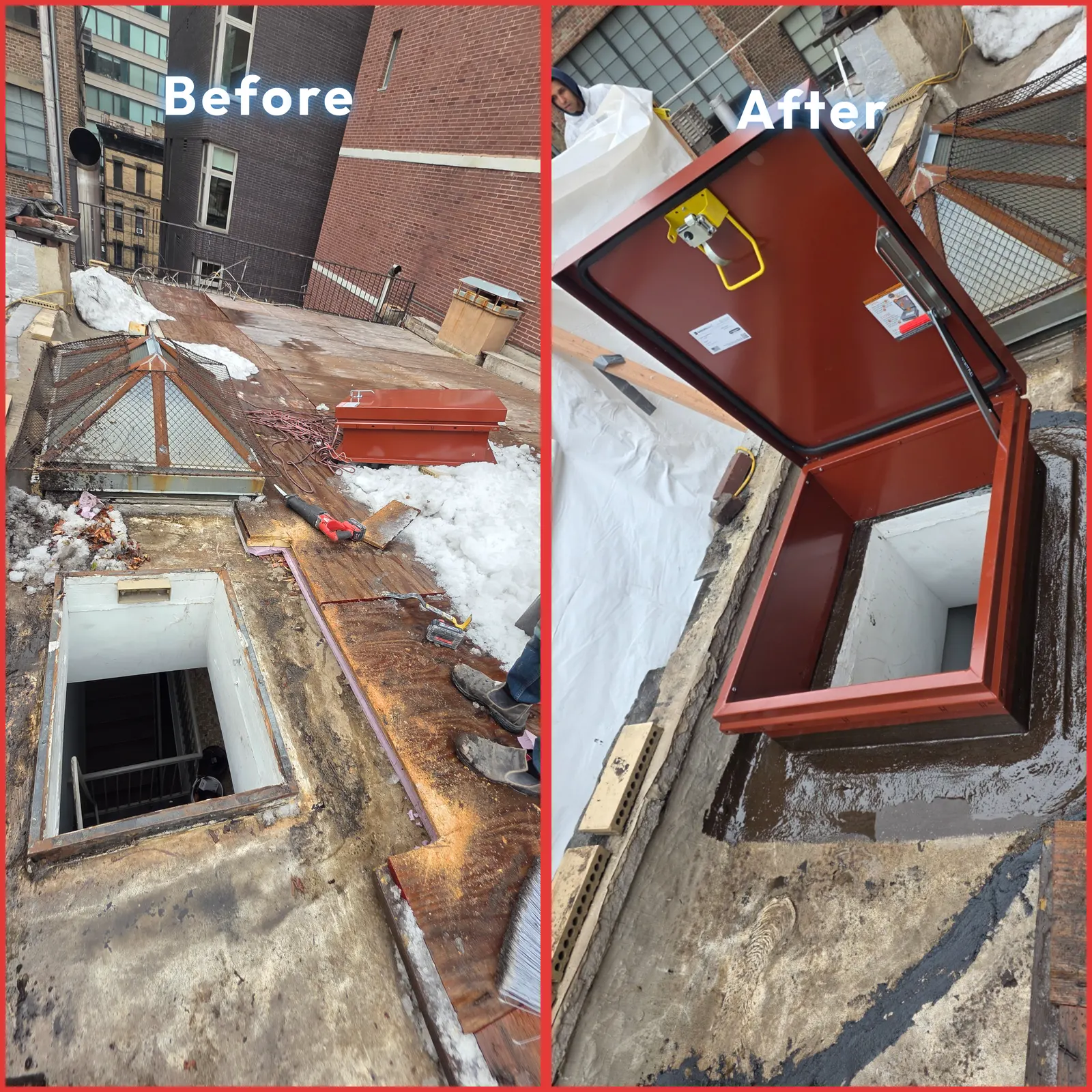 Real Roof On roofing project, before and after  Brooklyn, NY