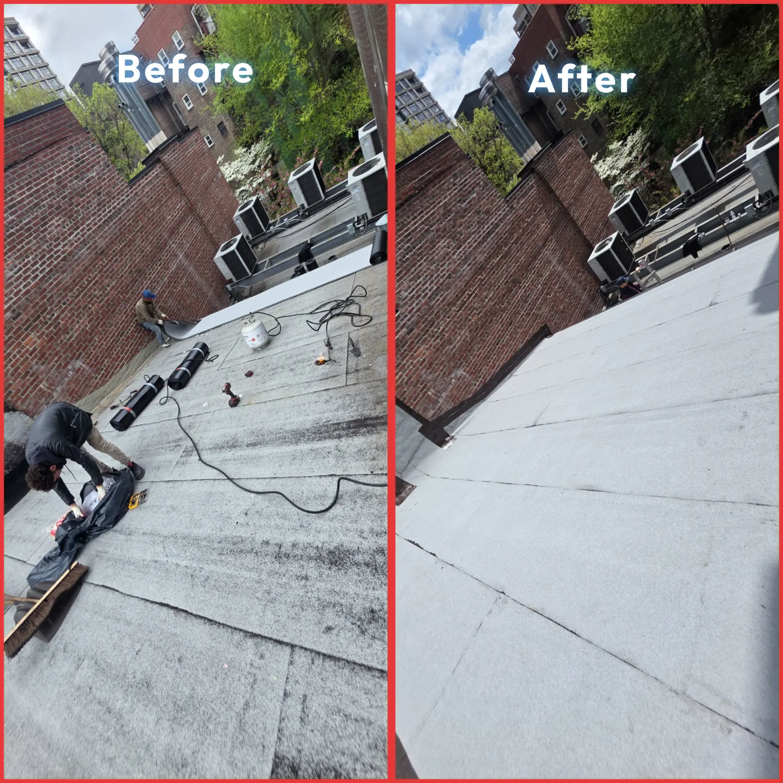 Real Roof On roofing project, before and after  Brooklyn, NY