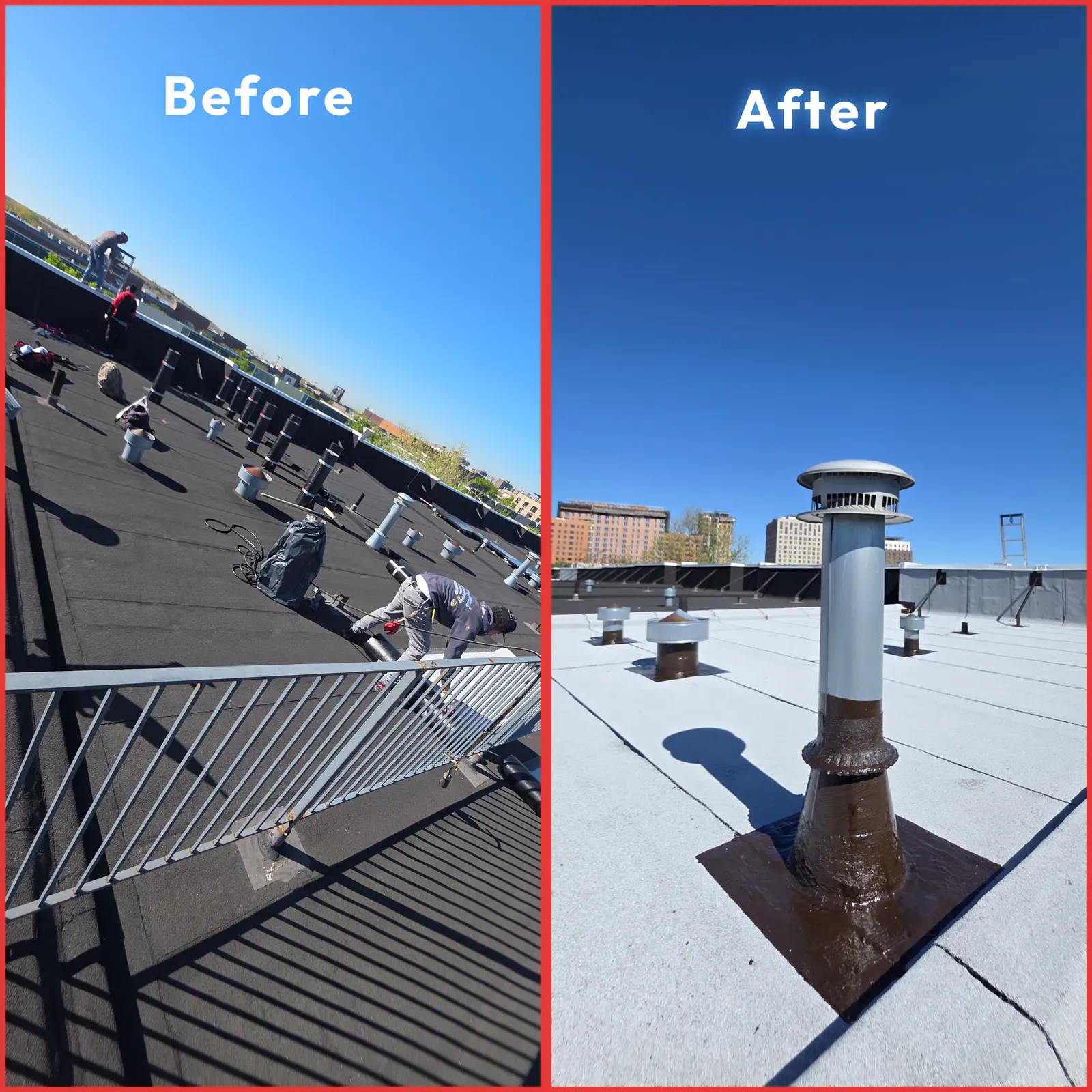 Real Roof On roofing project, before and after  Brooklyn, NY
