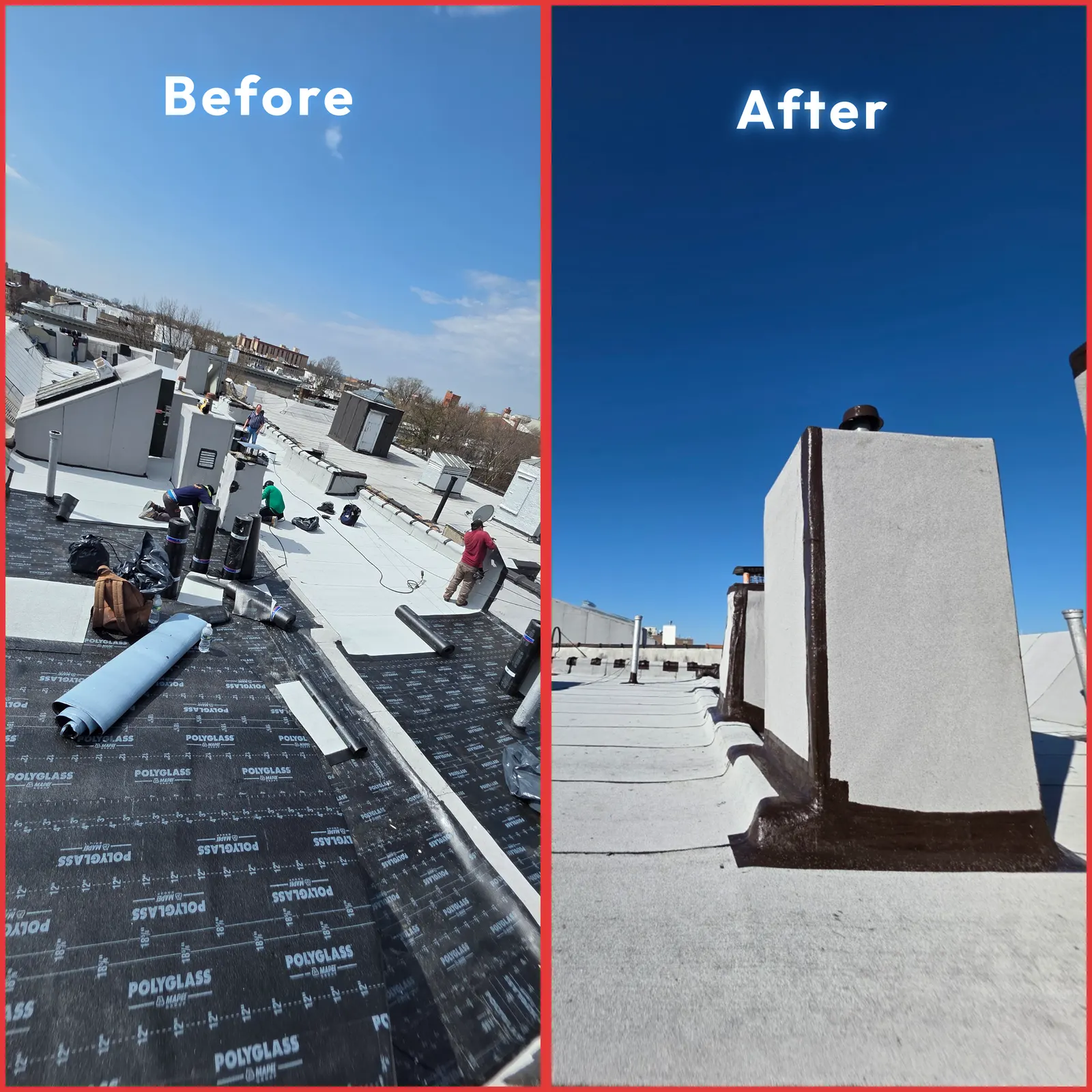 Real Roof On roofing project, before and after  Brooklyn, NY
