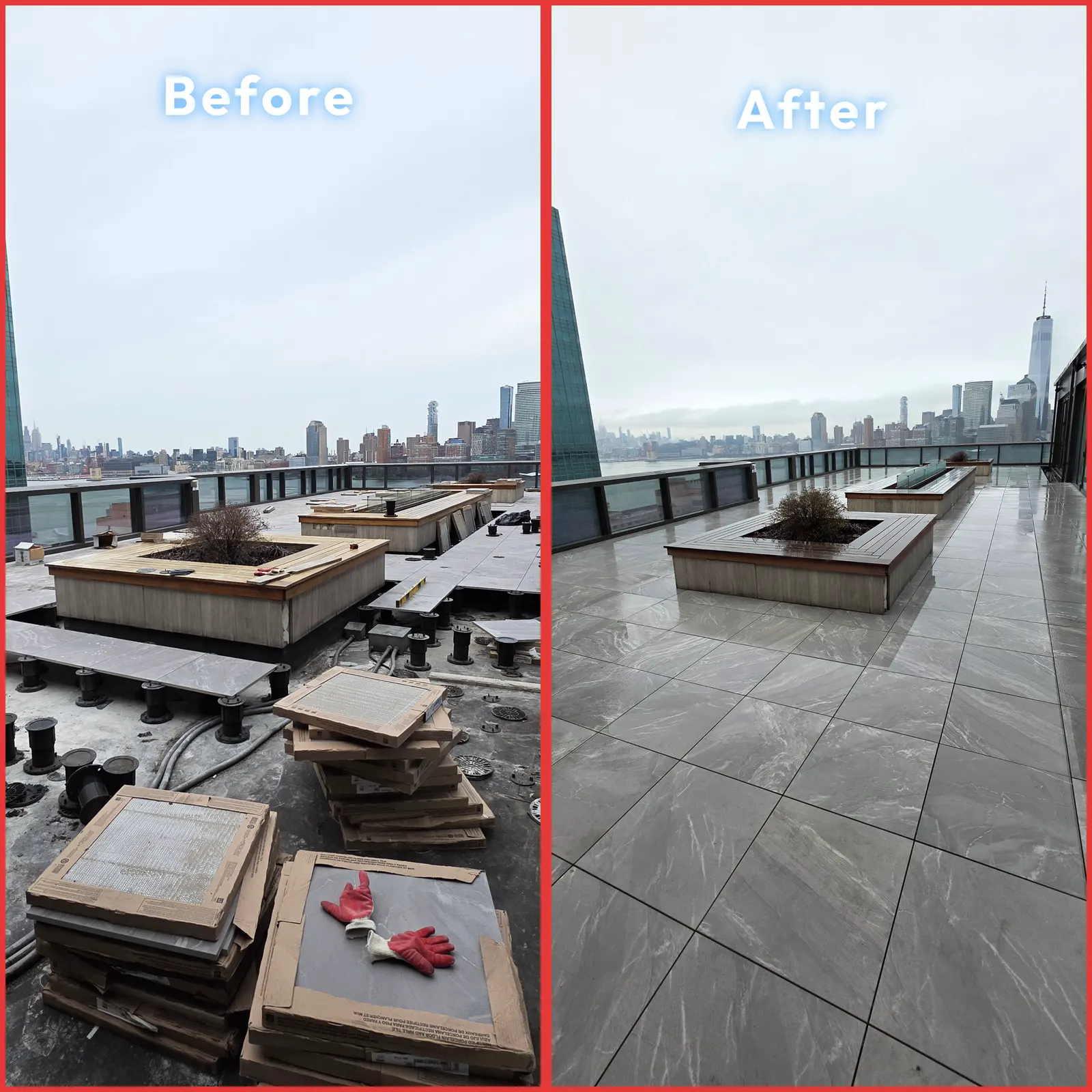 Real Roof On roofing project, before and after  Brooklyn, NY