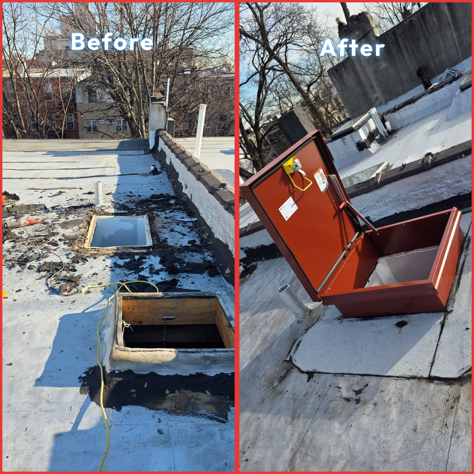 Real Roof On roofing project, before and after  Brooklyn, NY