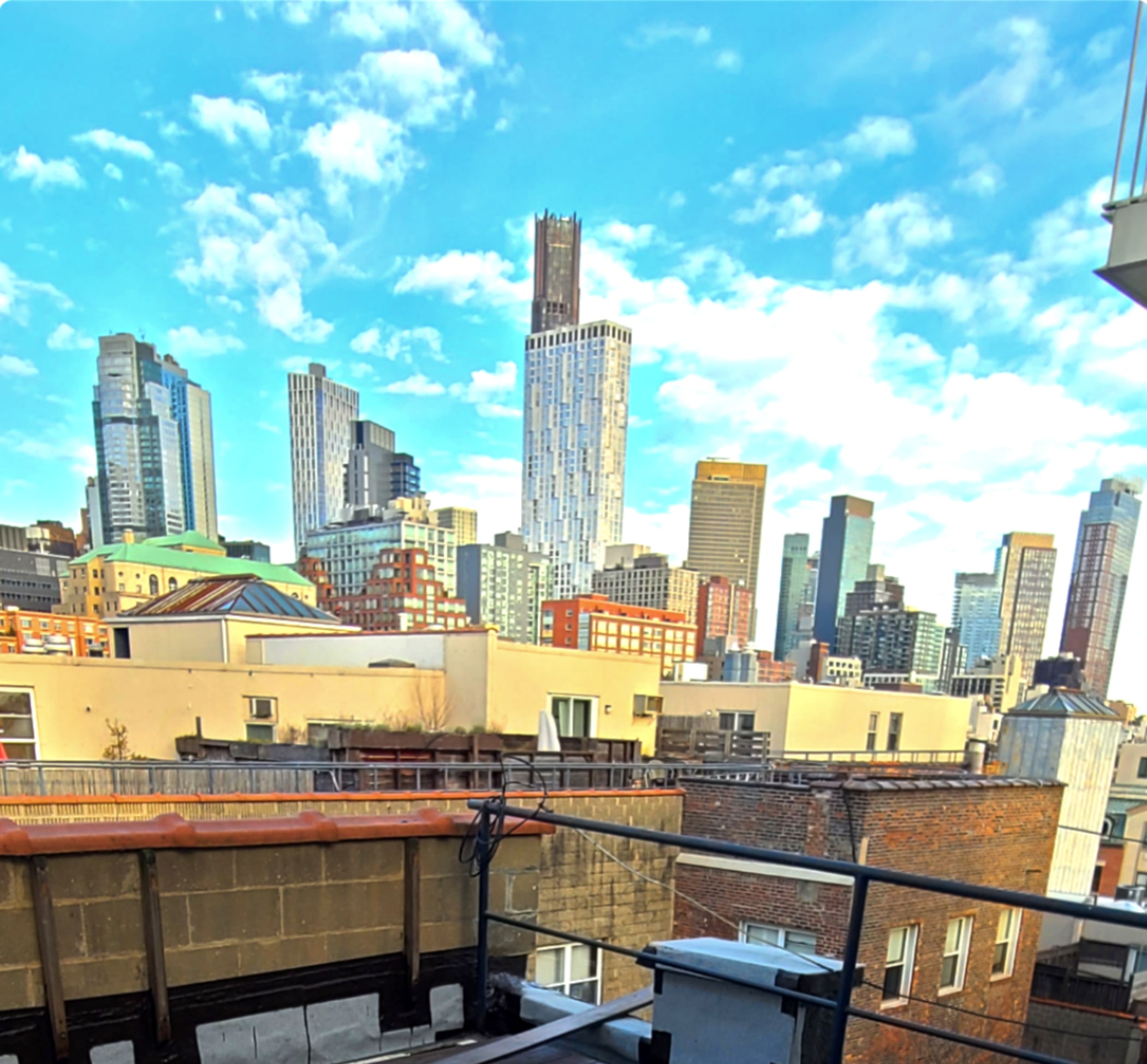 Rooftop deck installation overlooking the Manhattan skyline