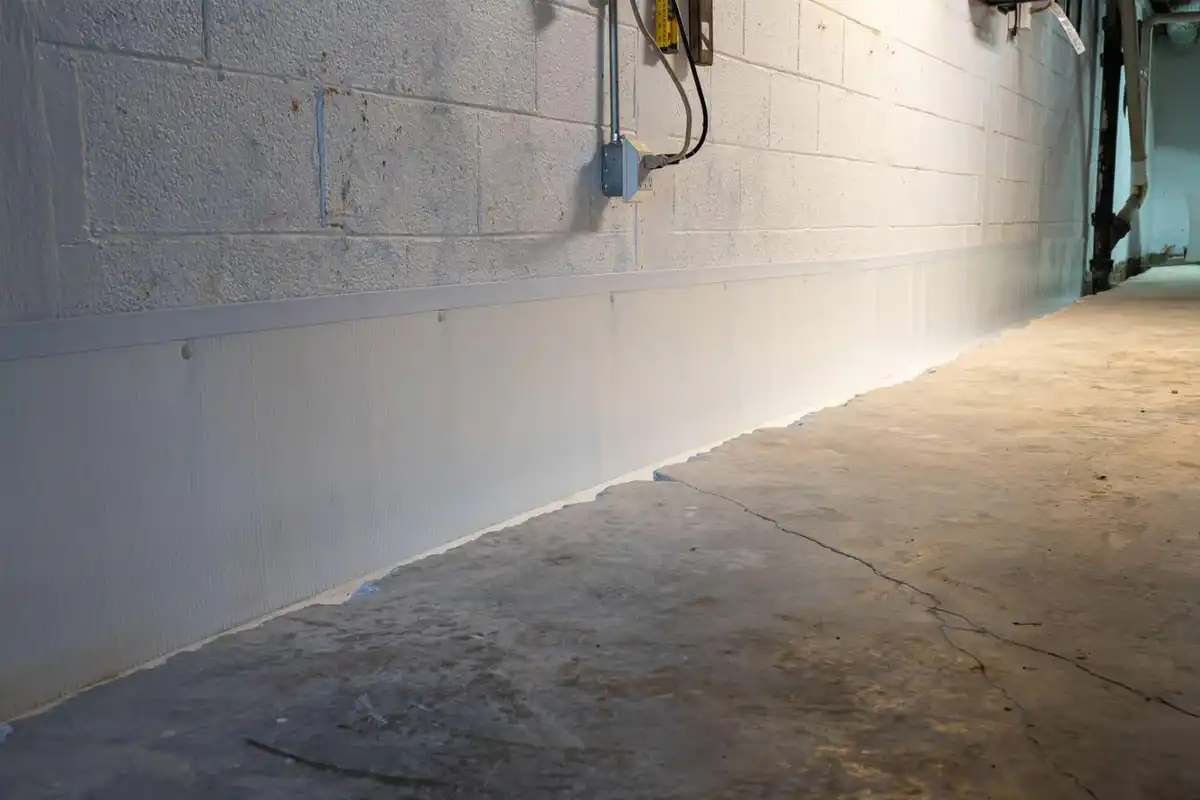 Basement wall finished with a fresh waterproof sealant coating